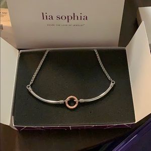Lia Sophia silver necklace with gold circle